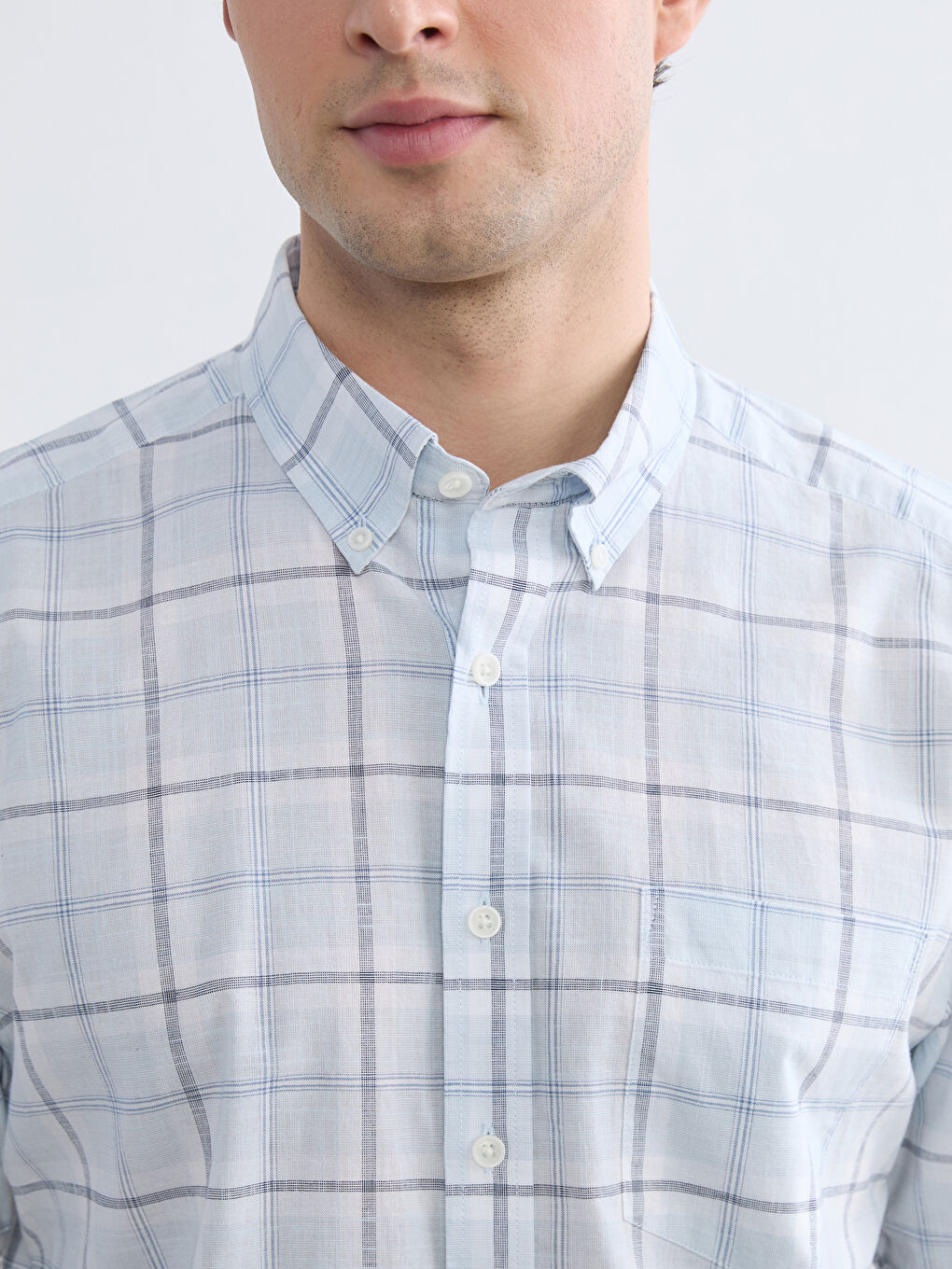 Mavi Regular Fit Ekose Poplin Erkek Gömlek-2