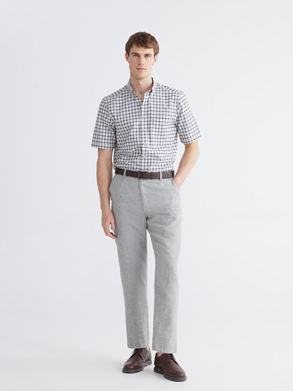 Regular Fit Plaid Oxford Men's Shirt-1