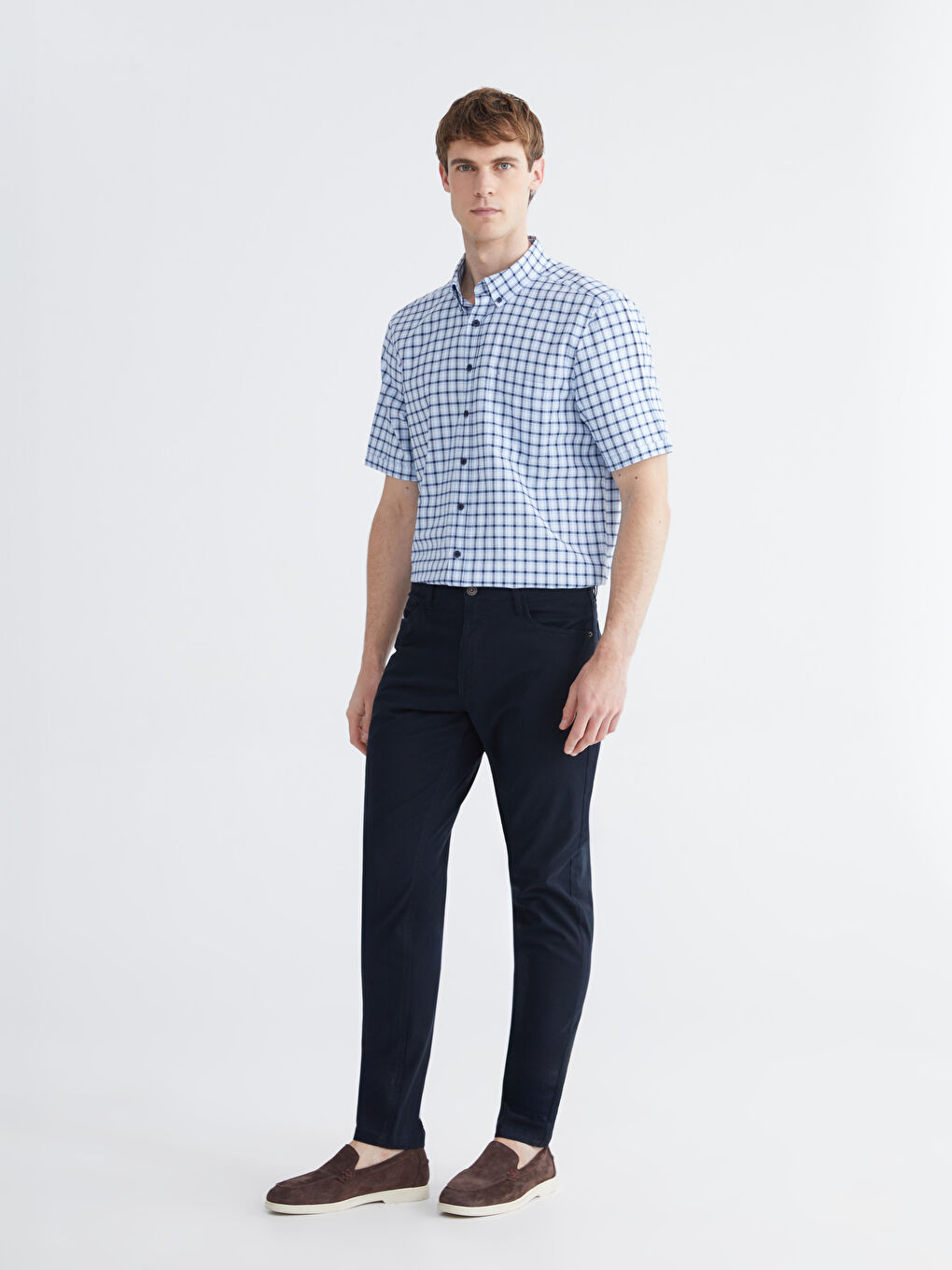 Regular Fit Plaid Oxford Men's Shirt-1