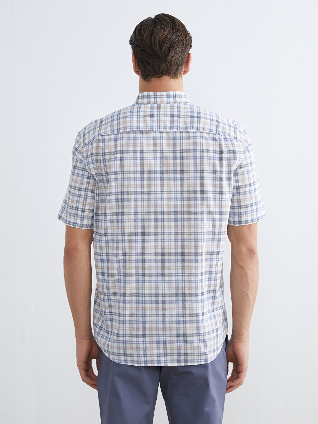 Chemise en popeline à carreaux coupe régulière pour homme-3