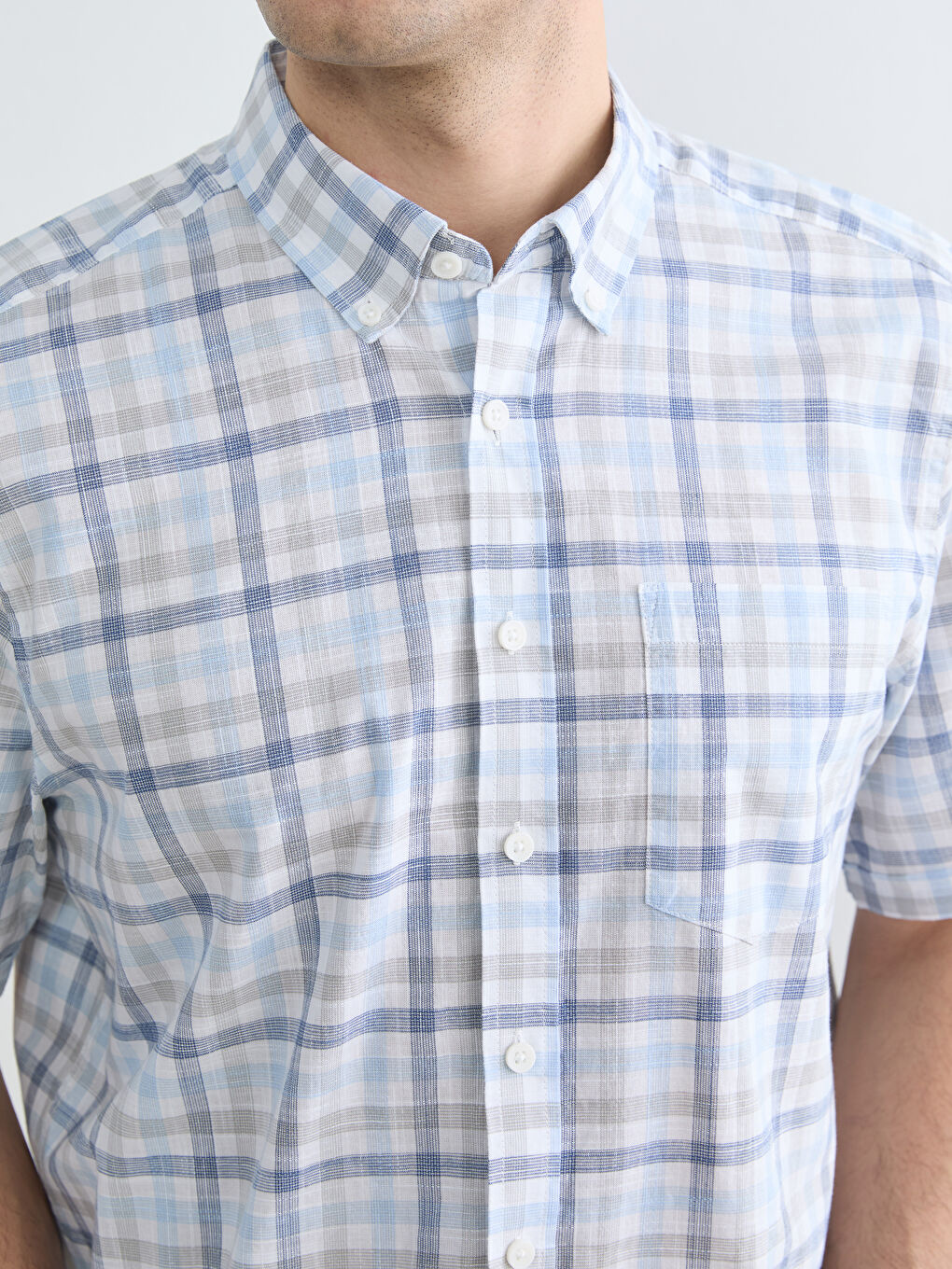 Regular Fit Plaid Poplin Men's Shirt-2