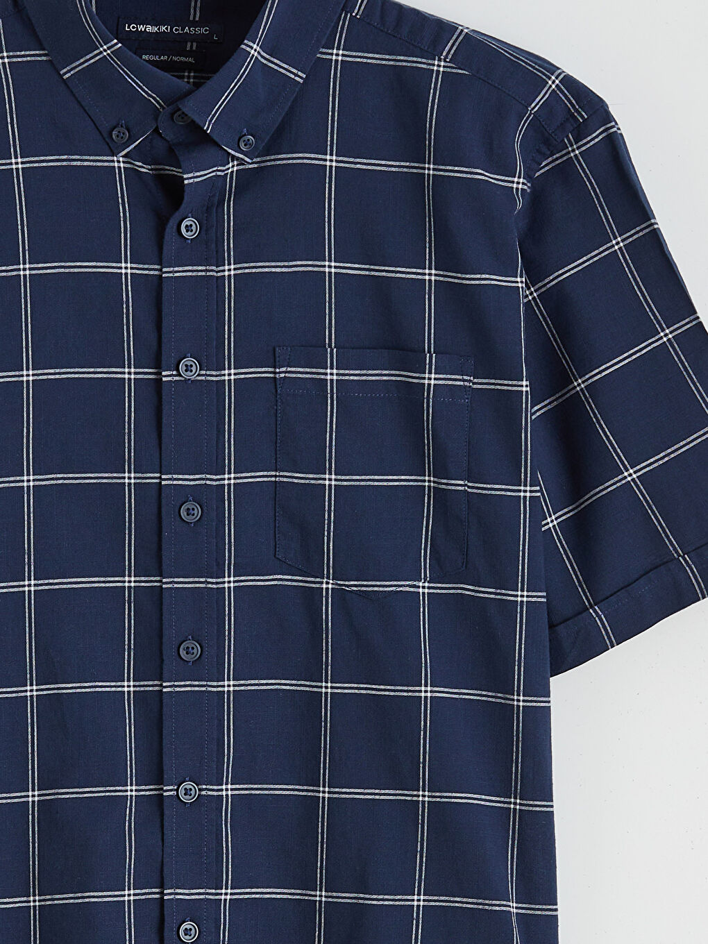 قميص بوبلين بنقشة المربعات بقصة عادية للرجال-5