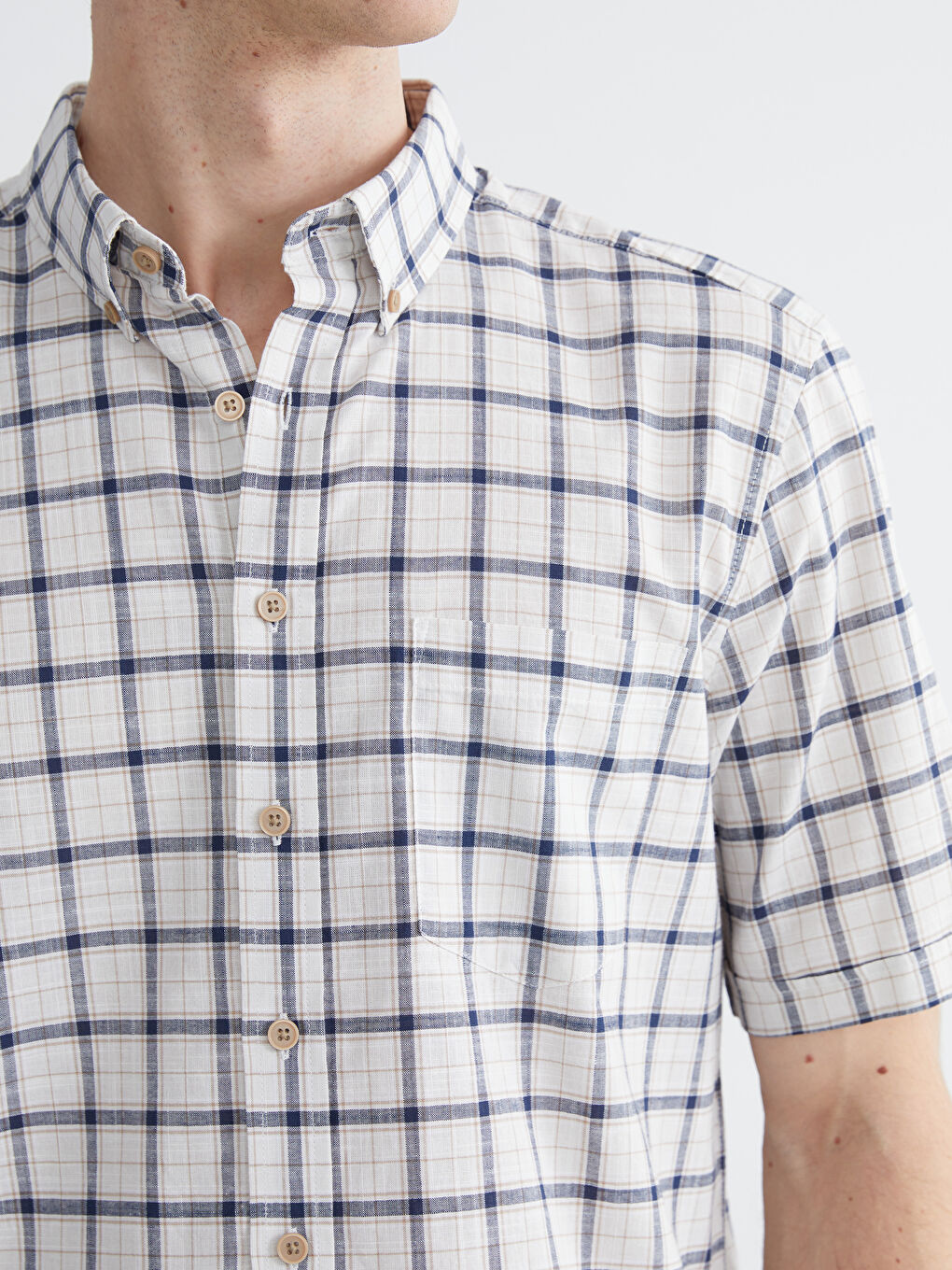 Cămașă bărbătească Regular Fit din poplin cu model în carouri-2