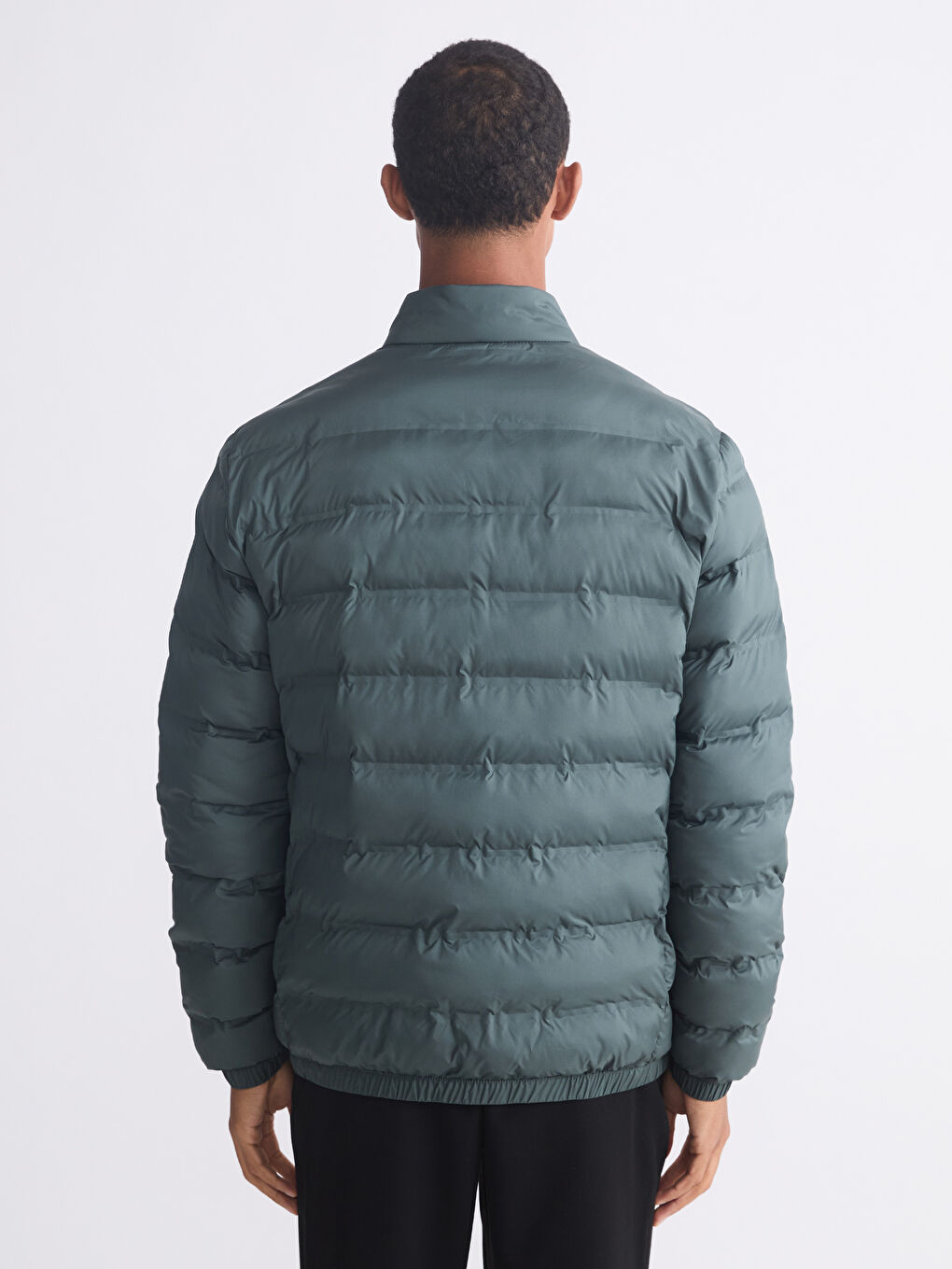 Yeşil Standart Kalıp Erkek Şişme Mont	-4