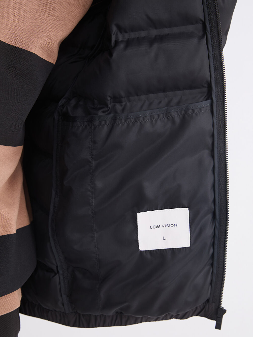 Siyah Standart Kalıp Erkek Şişme Mont	-3