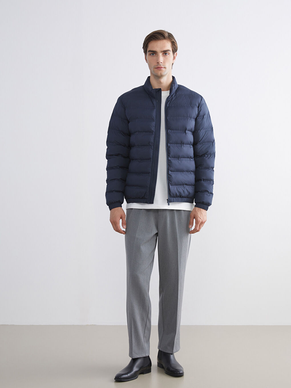 Petrol Standart Kalıp Erkek Şişme Mont	-1