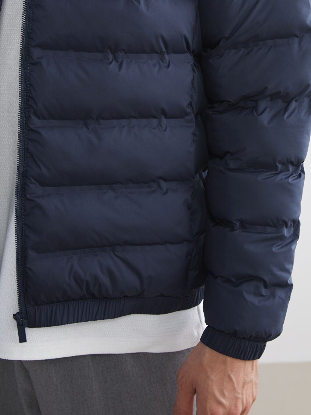 Petrol Standart Kalıp Erkek Şişme Mont	-2