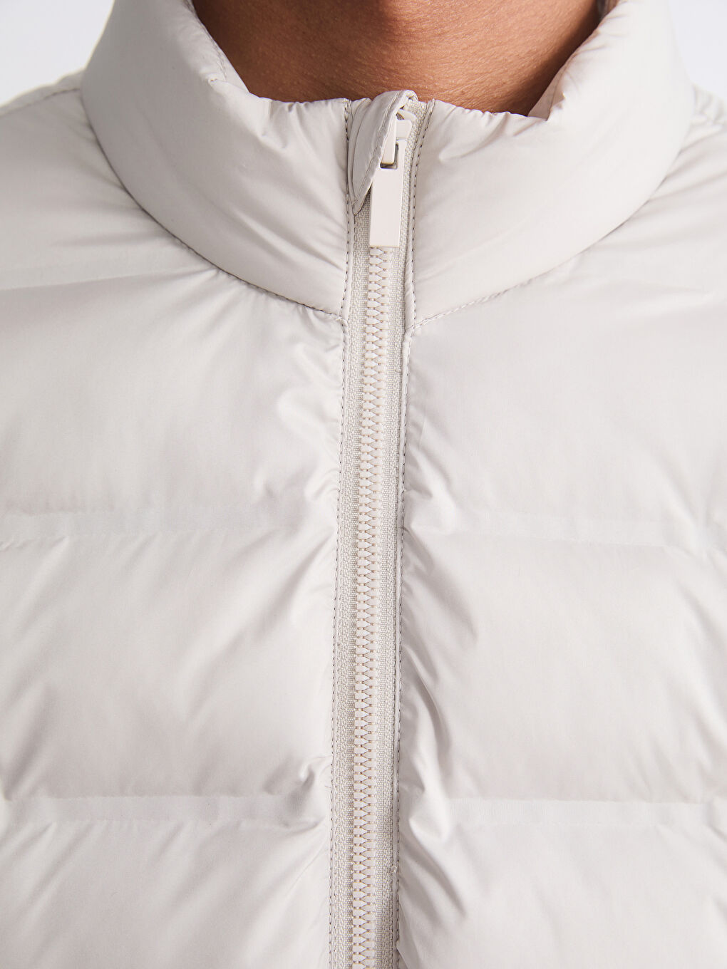 Bej Standart Kalıp Erkek Şişme Mont	-2