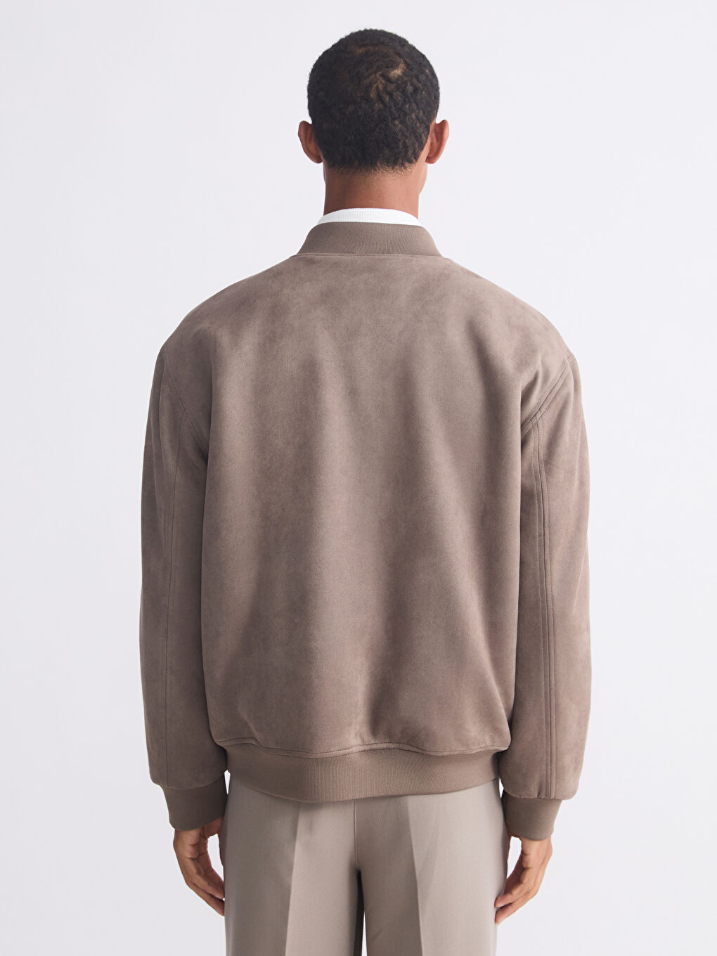 Relaxed Fit College Collar Men's Suede Jacket-4