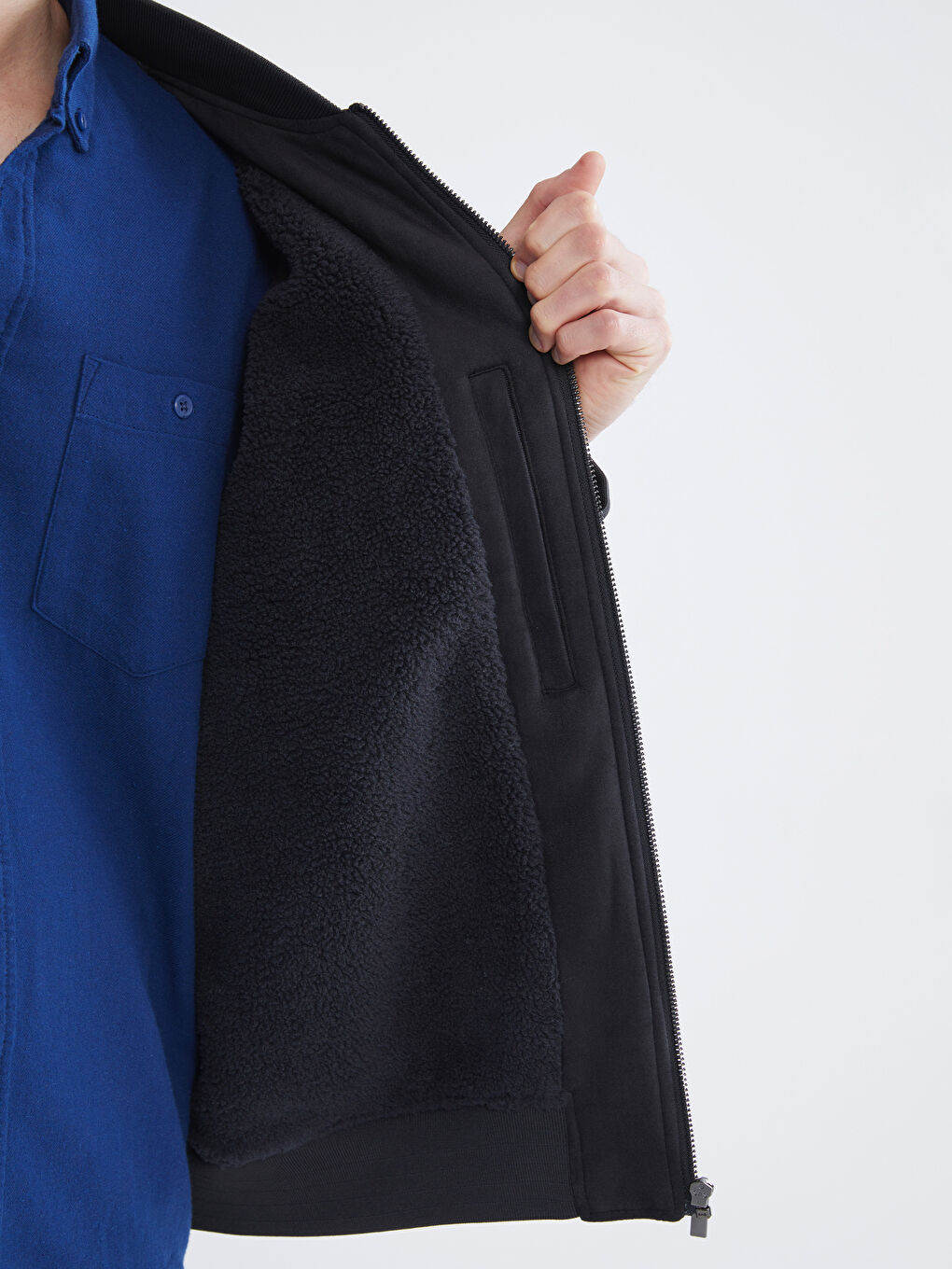 Antrasit Rahat Kalıp Kolej Yaka Erkek Süet Mont-3