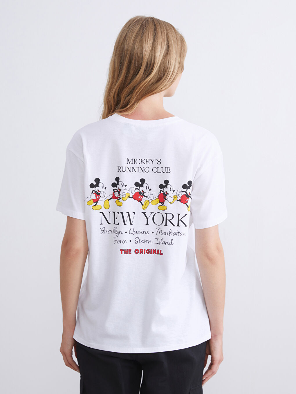 Crew Neck Mickey Mouse Printed Women's T-Shirt-3