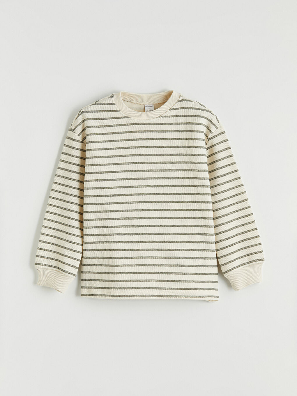 Haki Çizgili Uzun Kollu Erkek Çocuk Tişört