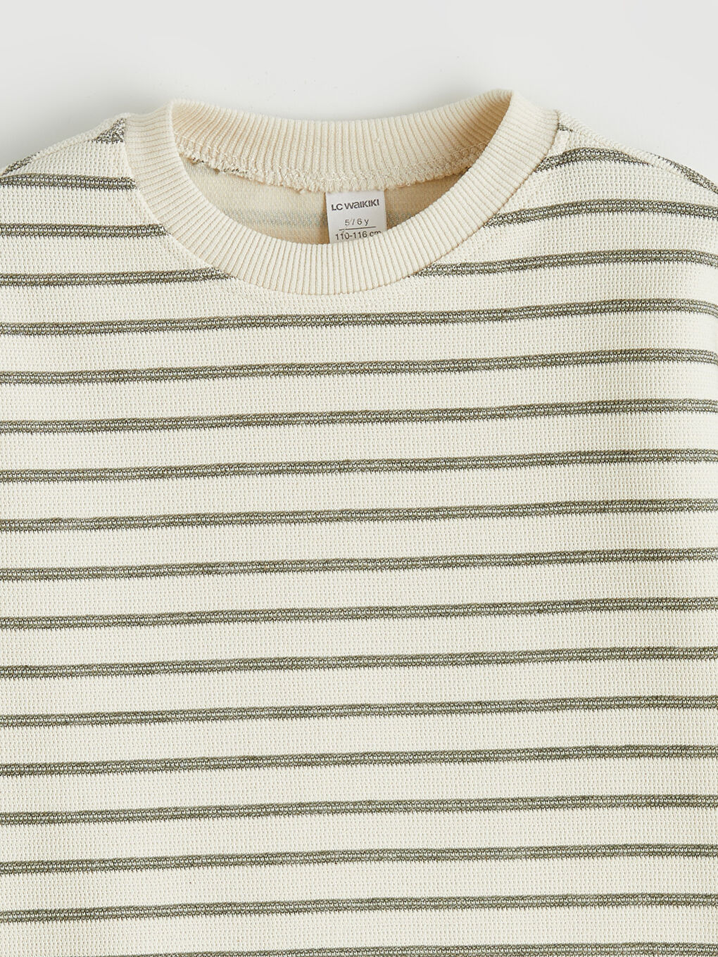 Haki Çizgili Uzun Kollu Erkek Çocuk Tişört-1
