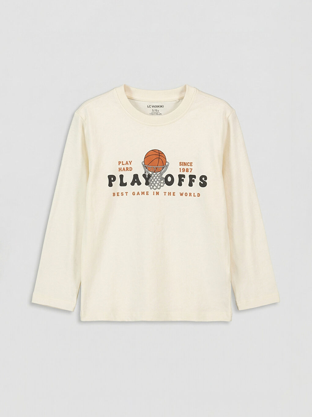 Bej Bisiklet Yaka Baskılı Erkek Çocuk Tişört