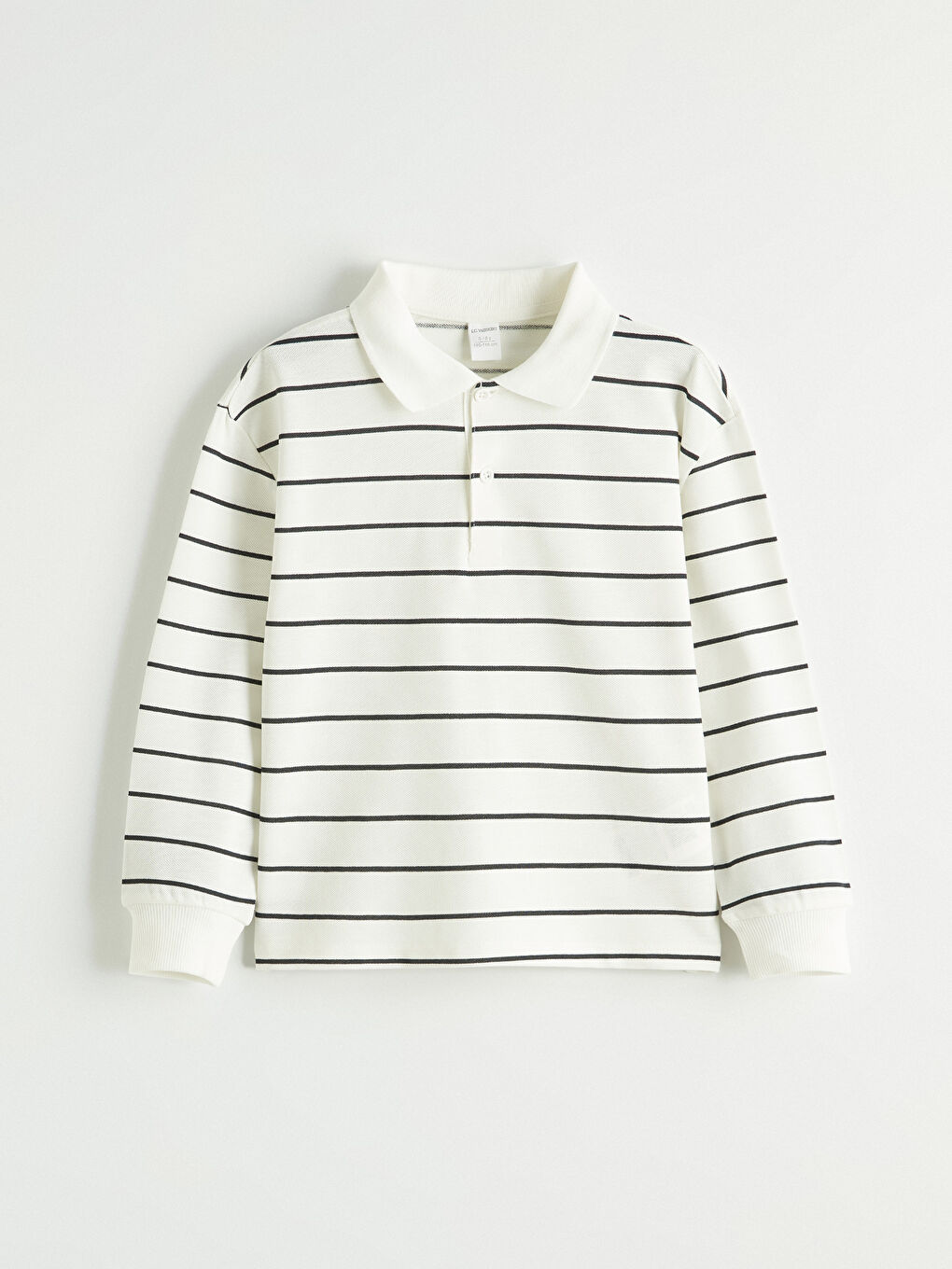 Bej Polo Yaka Çizgili Erkek Çocuk Tişört