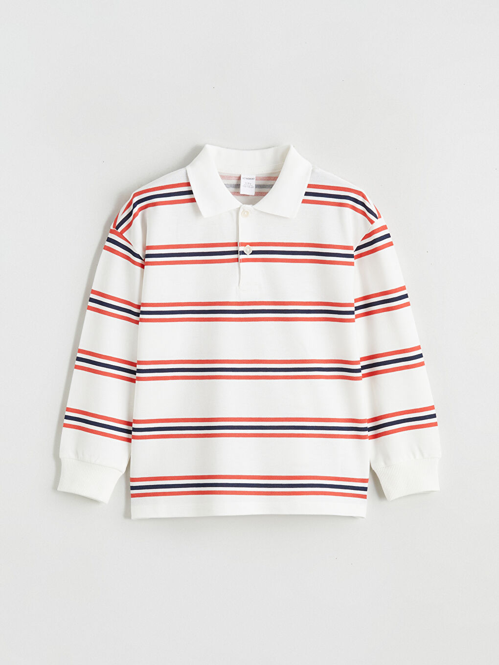 Bej Polo Yaka Çizgili Erkek Çocuk Tişört