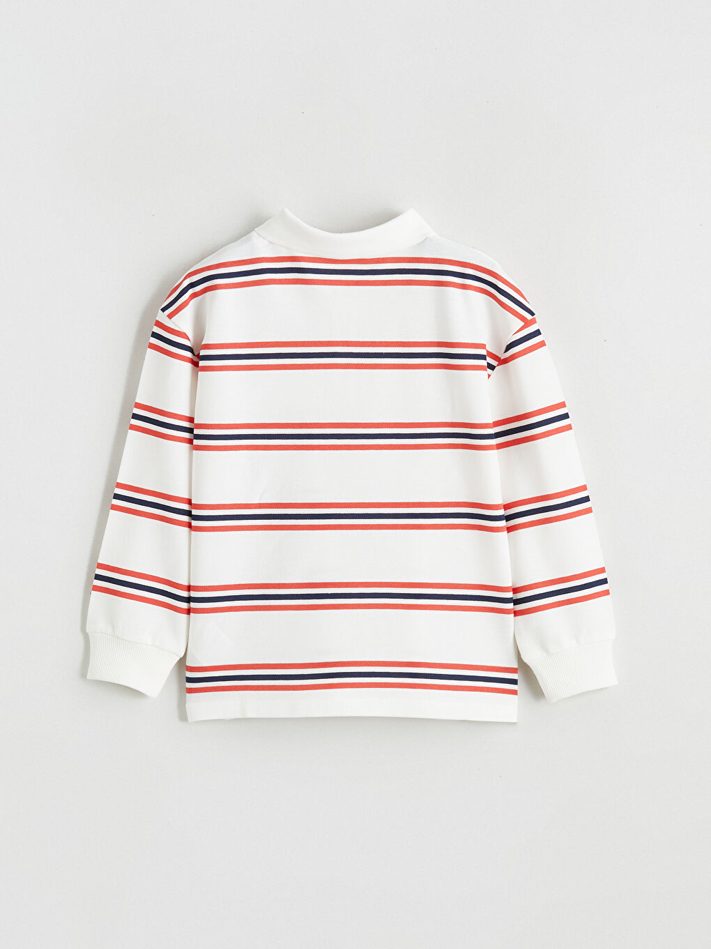 Bej Polo Yaka Çizgili Erkek Çocuk Tişört-2