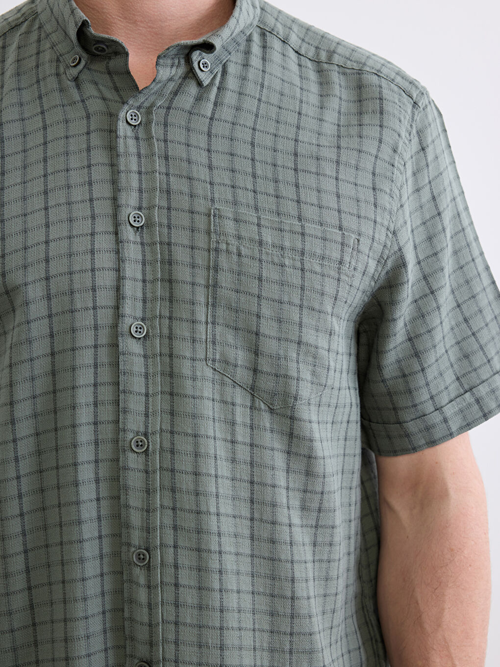 Yeşil Regular Fit Ekose Erkek Gömlek-2