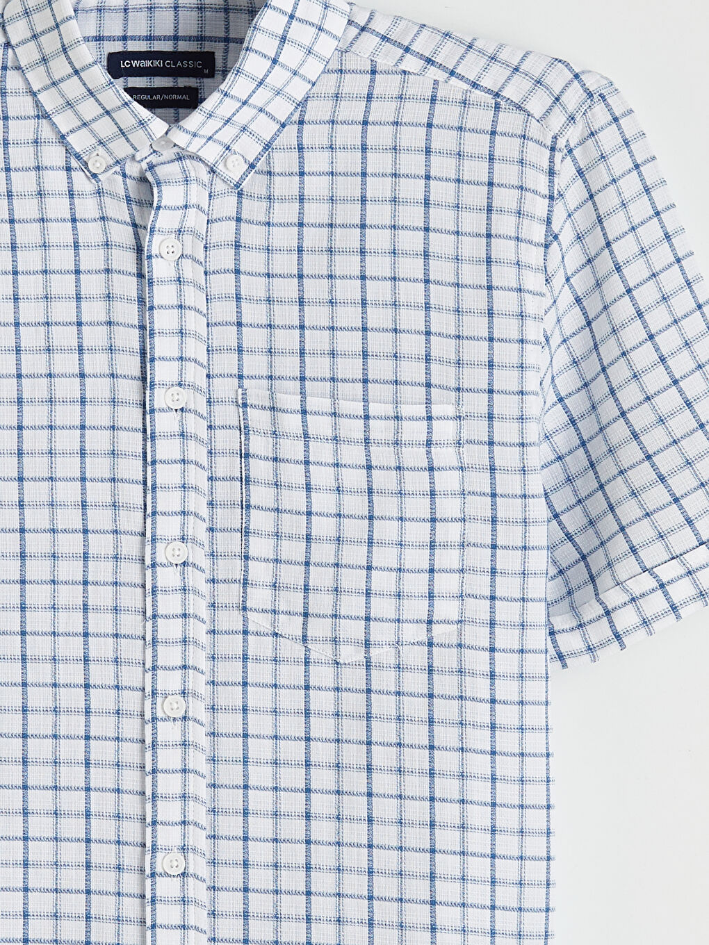 Beyaz Regular Fit Ekose Erkek Gömlek-1