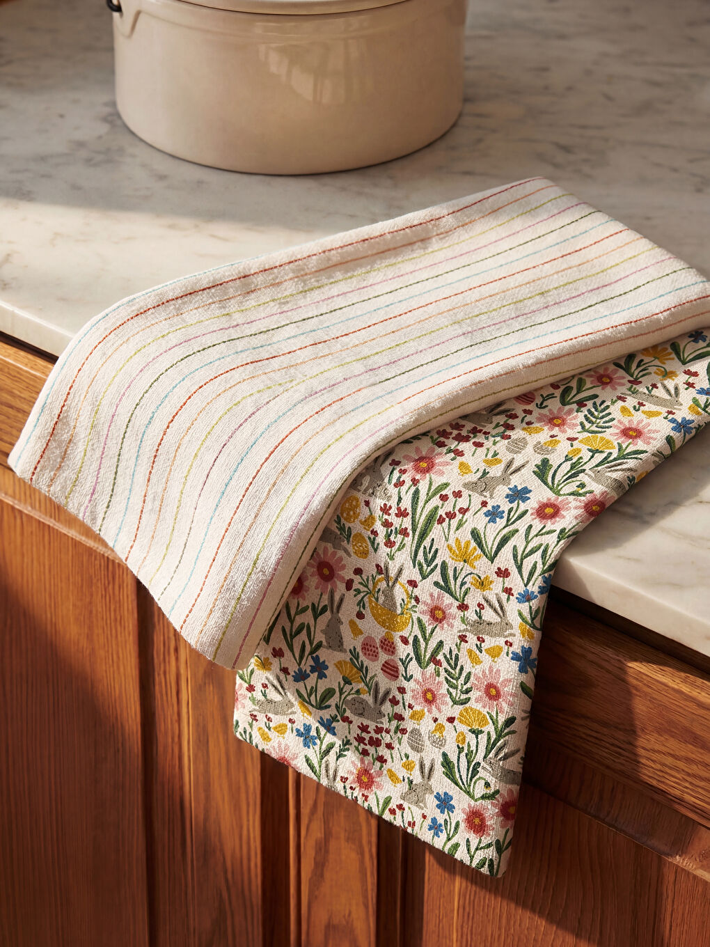 Karışık Çiçek Desenli Kurulama Bezi 2'li 40x50 cm