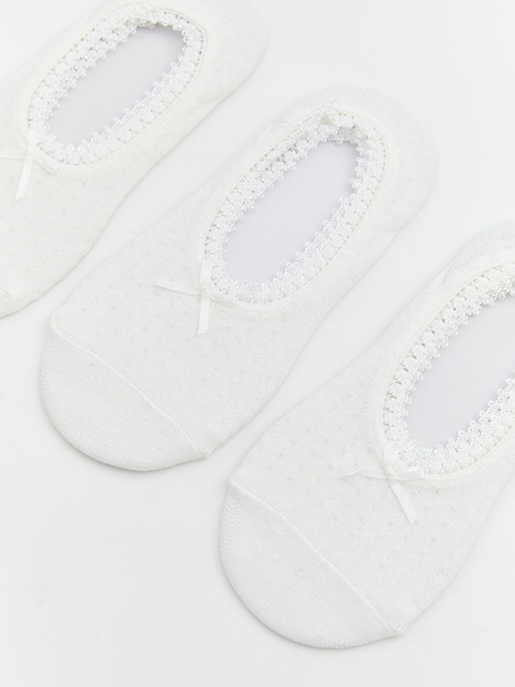 Шкарпетки до щиколотки з мереживною обробкою та бантом - набір із 3 штук-1