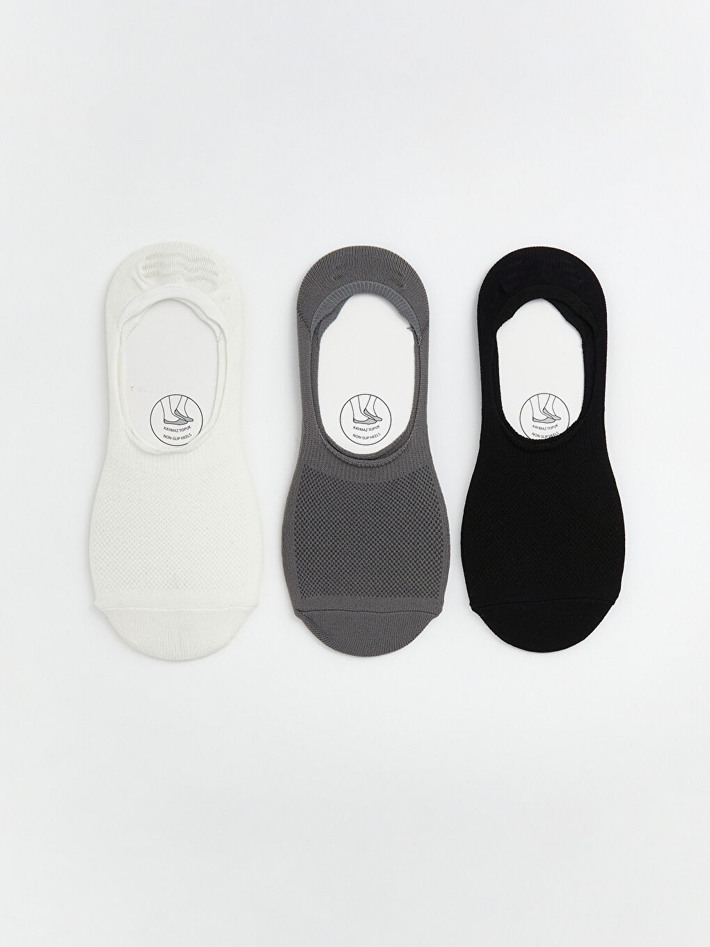 Beyaz Kaydırmaz Topuk Kadın Babet Çorap 3'lü
