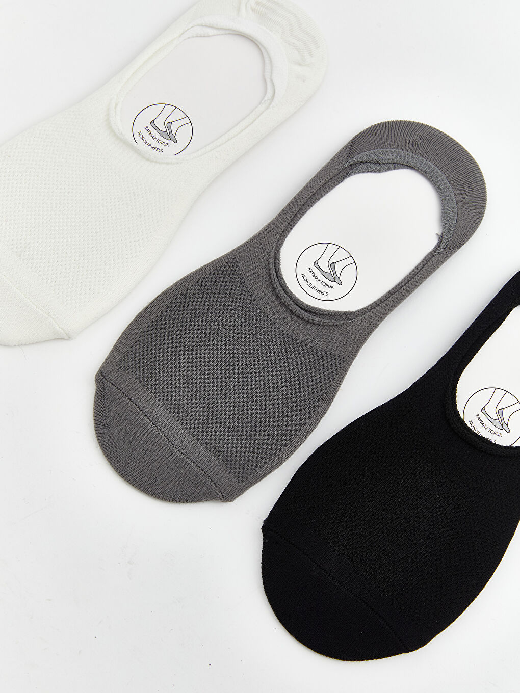 Beyaz Kaydırmaz Topuk Kadın Babet Çorap 3'lü-2
