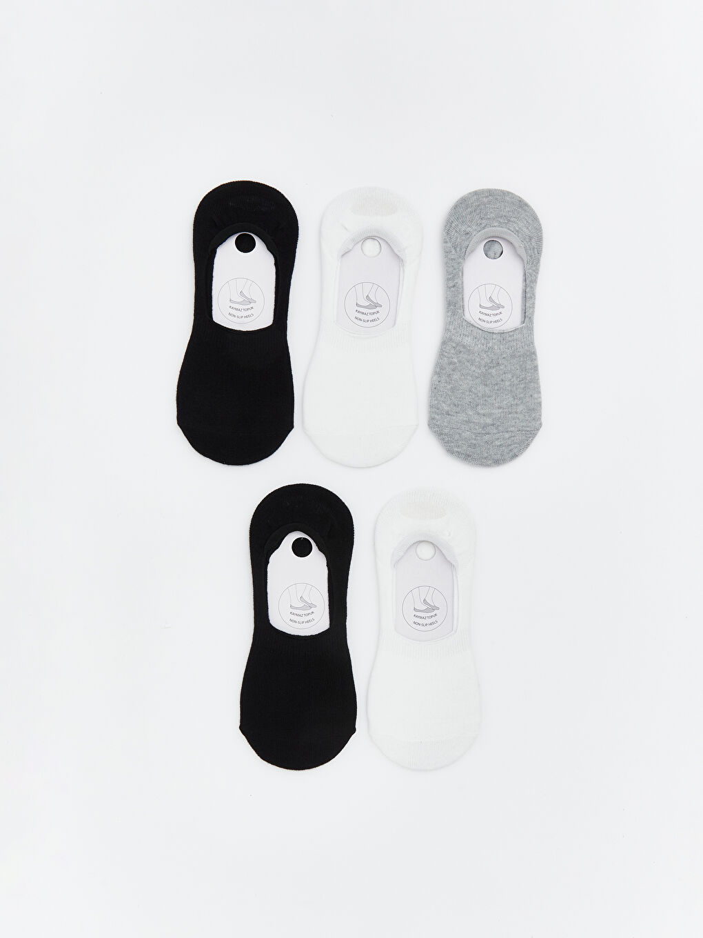 Siyah Kaymaz Topuk Kadın Babet Çorap 5'li