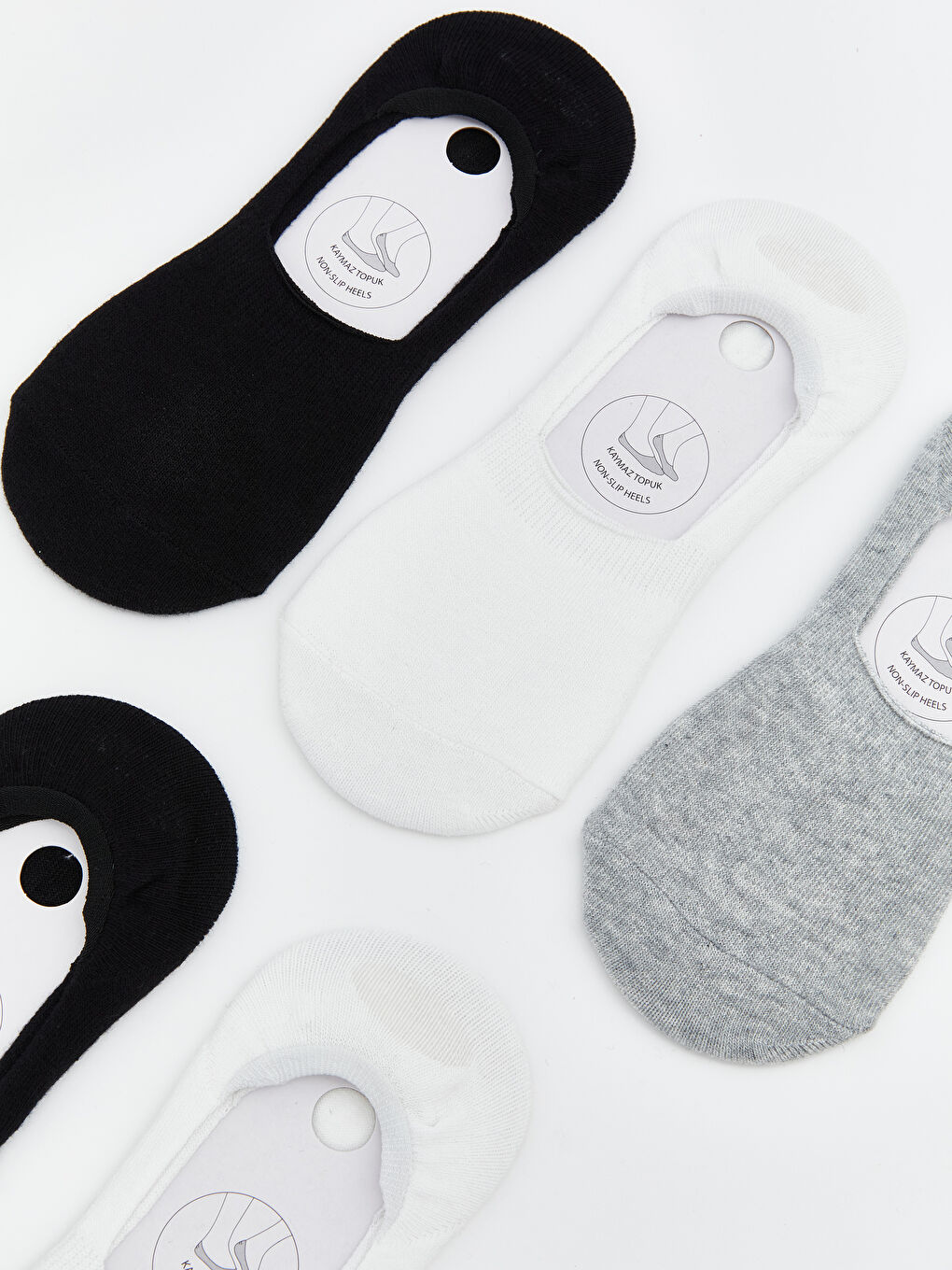 Siyah Kaymaz Topuk Kadın Babet Çorap 5'li-2
