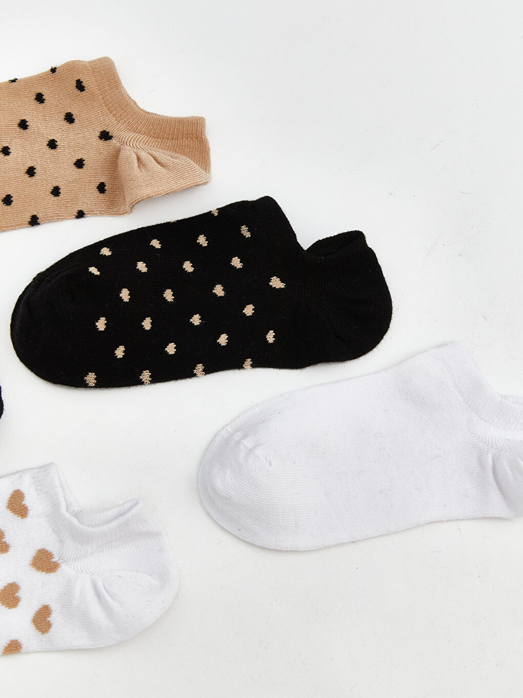 Gri Desenli Kadın Sneaker Çorap 5'li-1