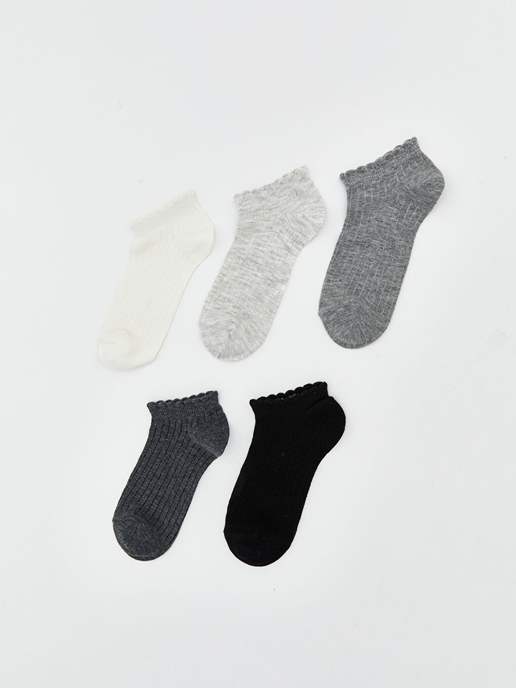 Women's Flat Ankle Socks, Set of 5