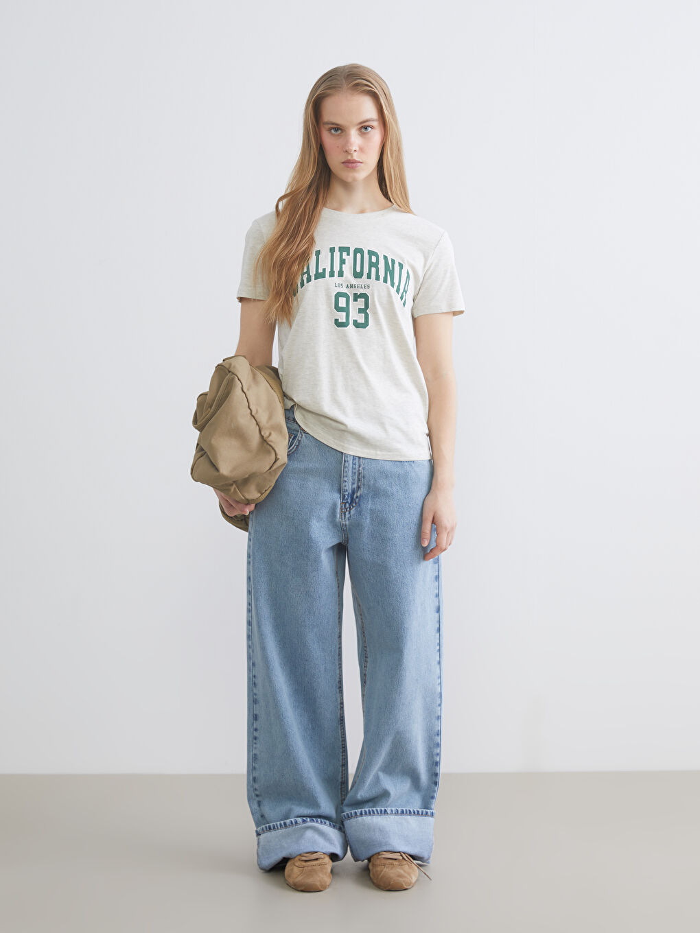 Футболка с принтом "california", круглый вырез, для женское-1