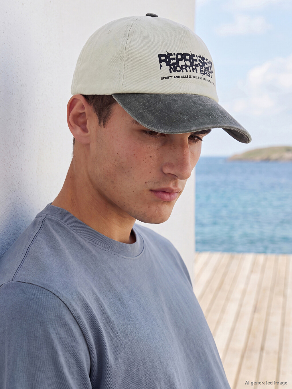 Men's Baseball Cap With Embroidered Text