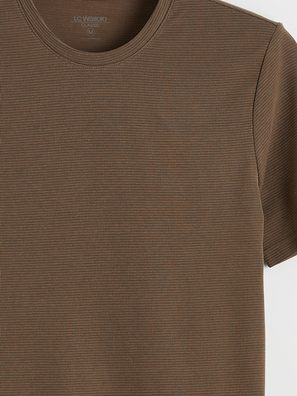 Kahverengi Bisiklet Yaka Penye Erkek Tişört-1