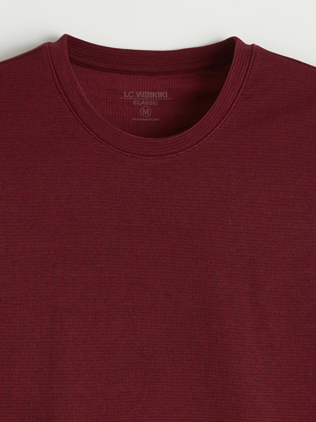 Bordo Bisiklet Yaka Penye Erkek Tişört-1