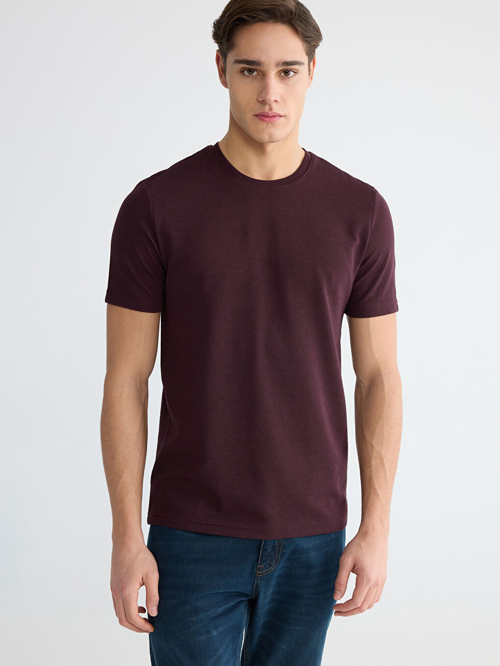 Mürdüm Bisiklet Yaka Erkek Tişört