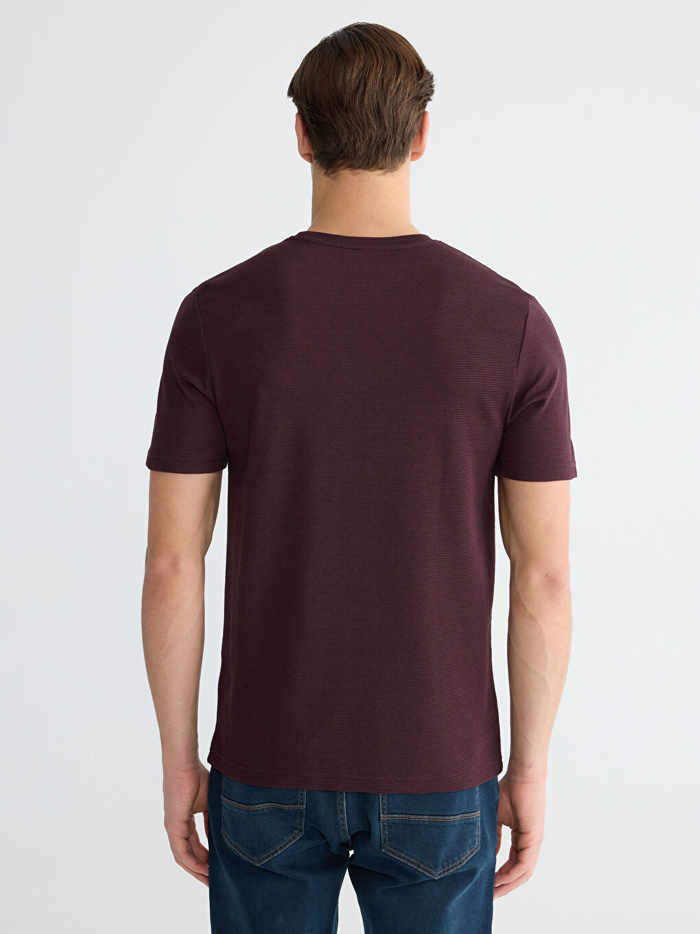 Mürdüm Bisiklet Yaka Erkek Tişört-3