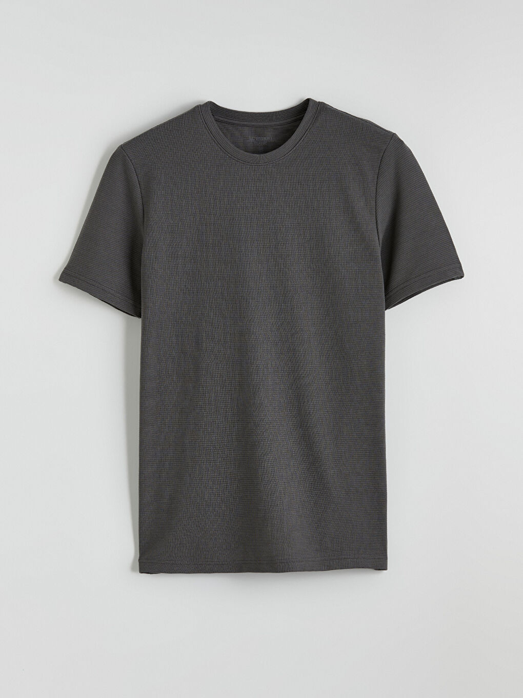 Antrasit Bisiklet Yaka Penye Erkek Tişört-5