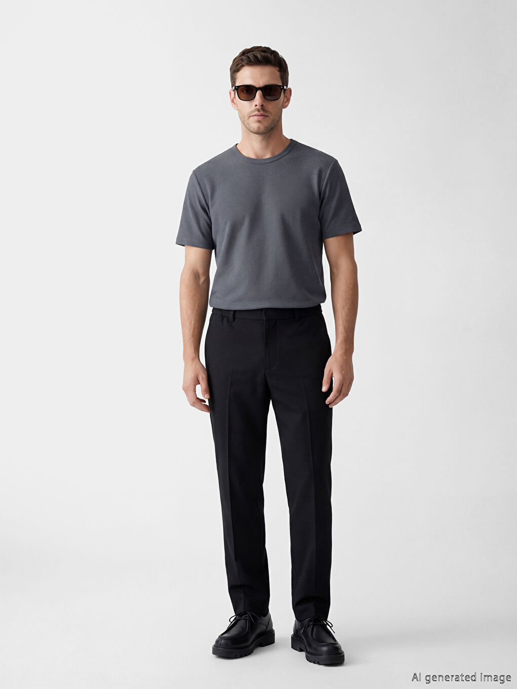 İndigo Bisiklet Yaka Erkek Tişört-1