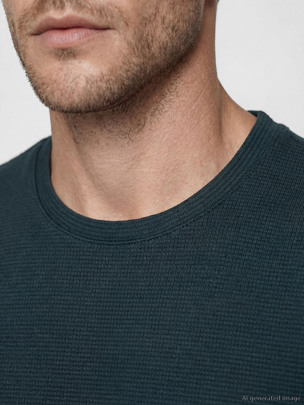 Petrol Bisiklet Yaka Erkek Tişört-2