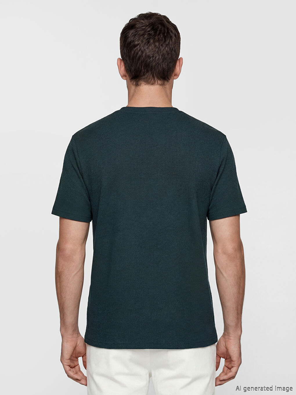 Petrol Bisiklet Yaka Erkek Tişört-3