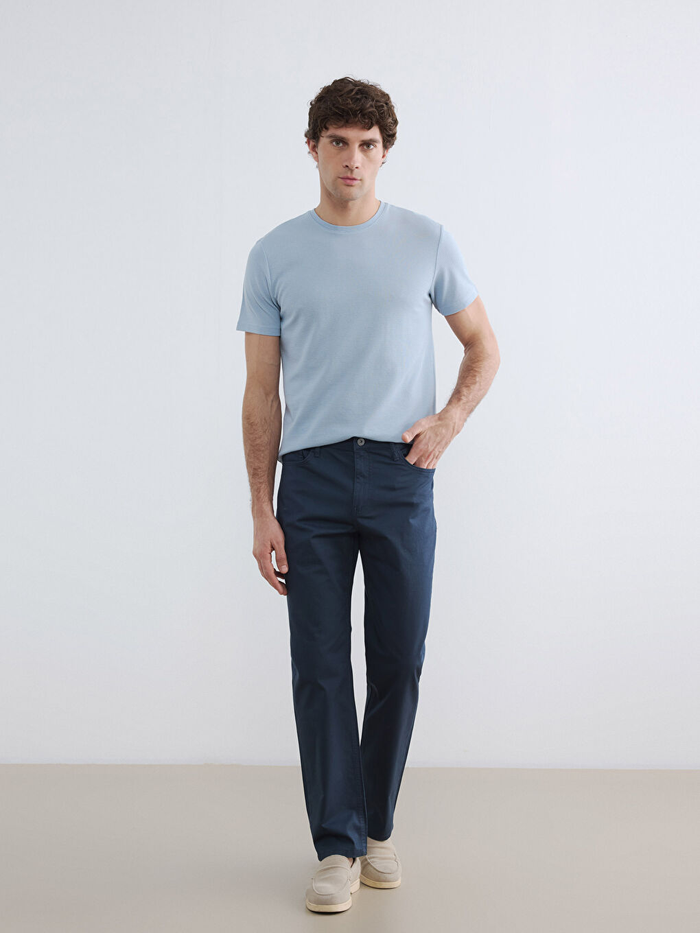 Mavi Bisiklet Yaka Erkek Tişört-1