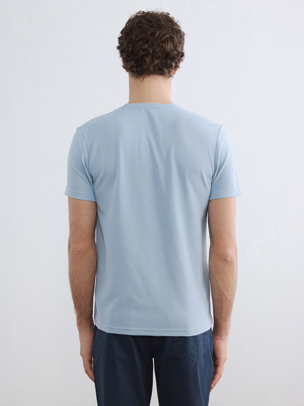 Mavi Bisiklet Yaka Erkek Tişört-3