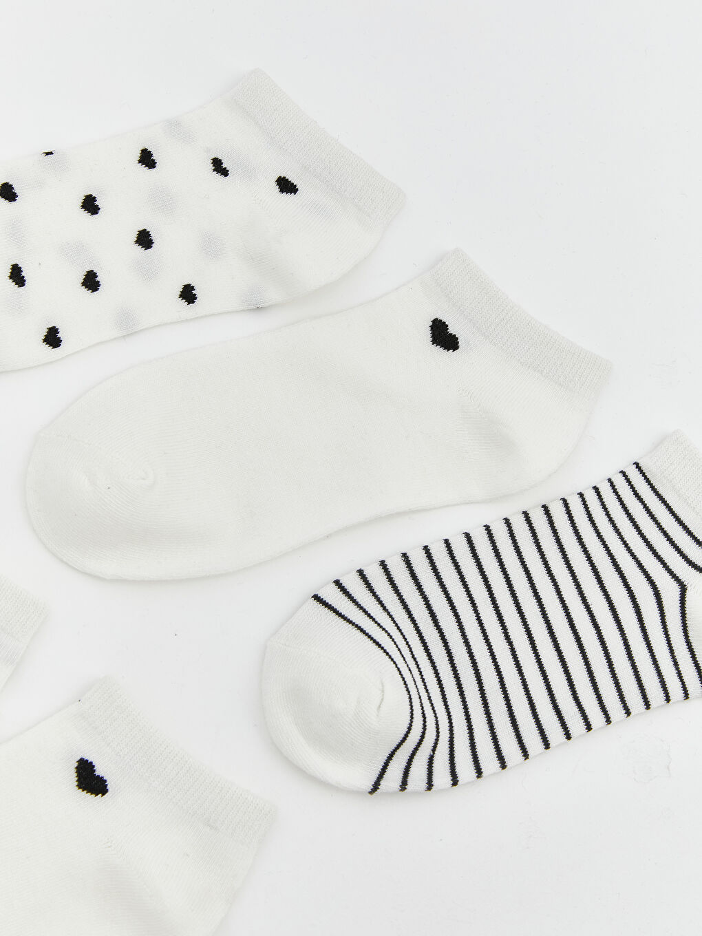 Ekru Desenli Kadın Patik Çorap 5'li-1