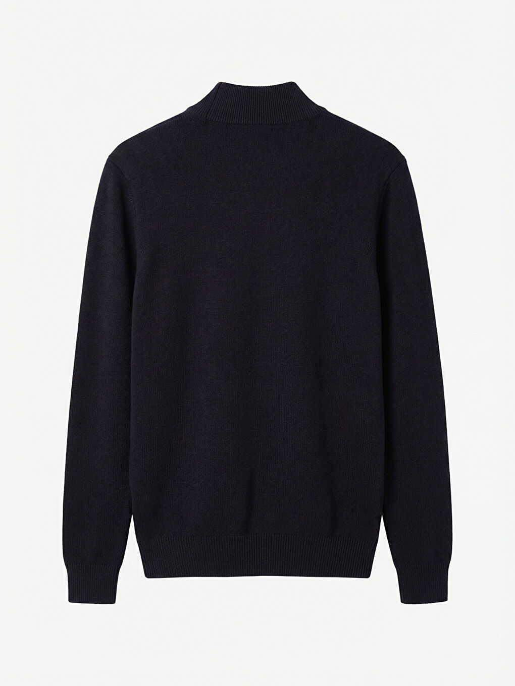 Lacivert Yarım Fermuarlı Dik Yaka Triko Erkek Kazak-1