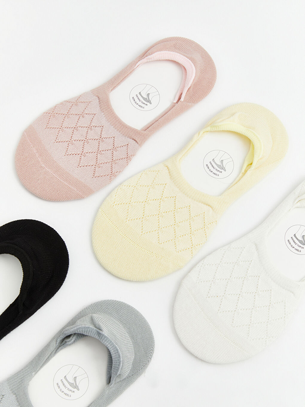 Pembe Ajurlu Kadın Babet Çorap 5'li-1