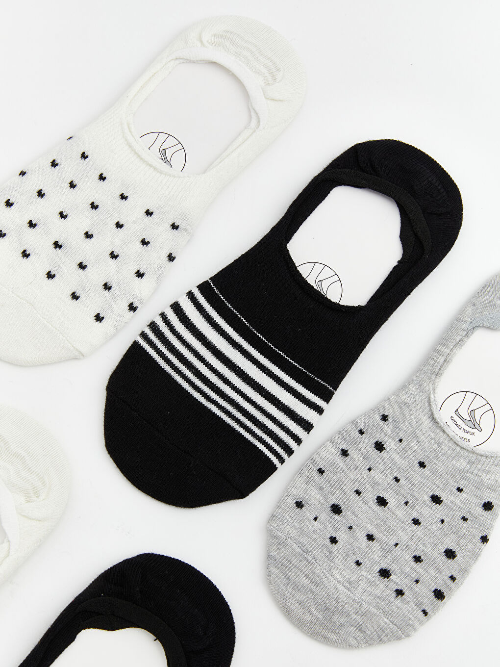 Ekru Desenli Kadın Babet Çorap 5'li-2