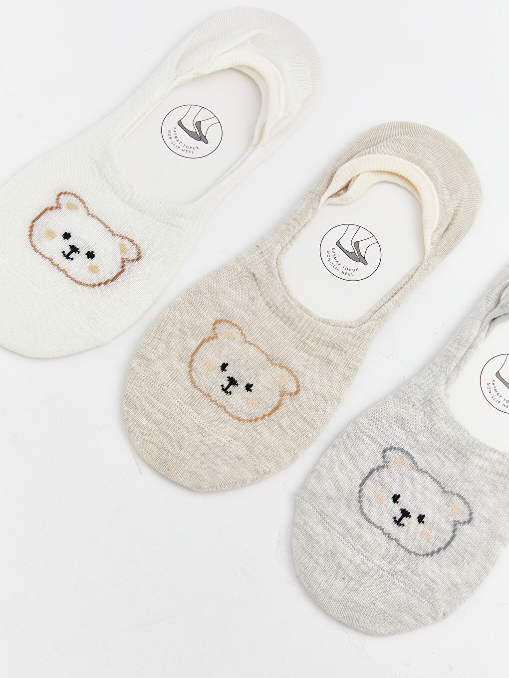 Ekru Baskılı Kadın Babet Çorap 3'lü-2