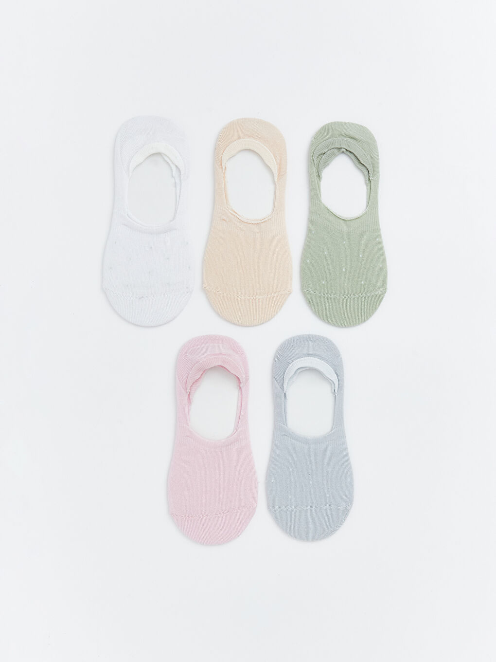 Ekru Kaymaz Topuk Puantiyeli Kadın Babet Çorap 5'li