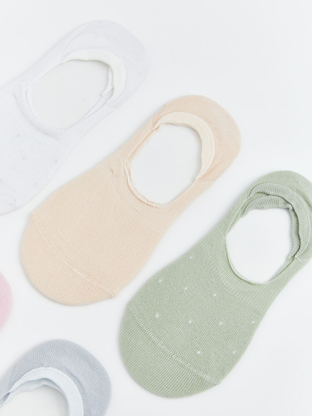 Ekru Kaymaz Topuk Puantiyeli Kadın Babet Çorap 5'li-2